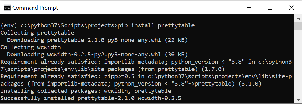 install prettytable python